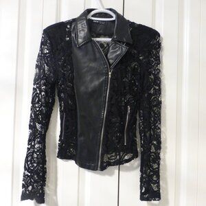 SHEIN black lace and faux leather jacket